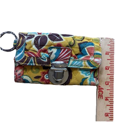 Vera Bradley Boho Wallet Provencal Quick Swipe ID Yellow Floral Key Ring Quilted - Picture 4 of 8